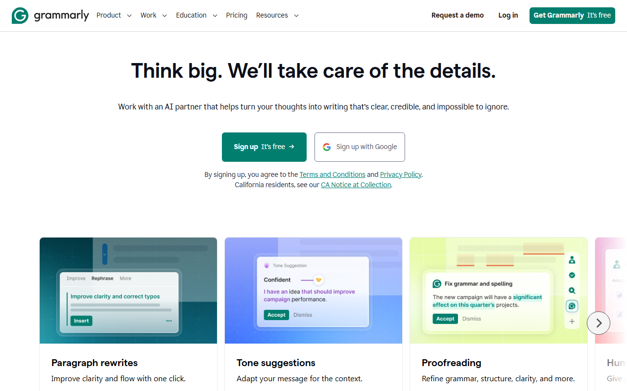 Grammarly 官网截图